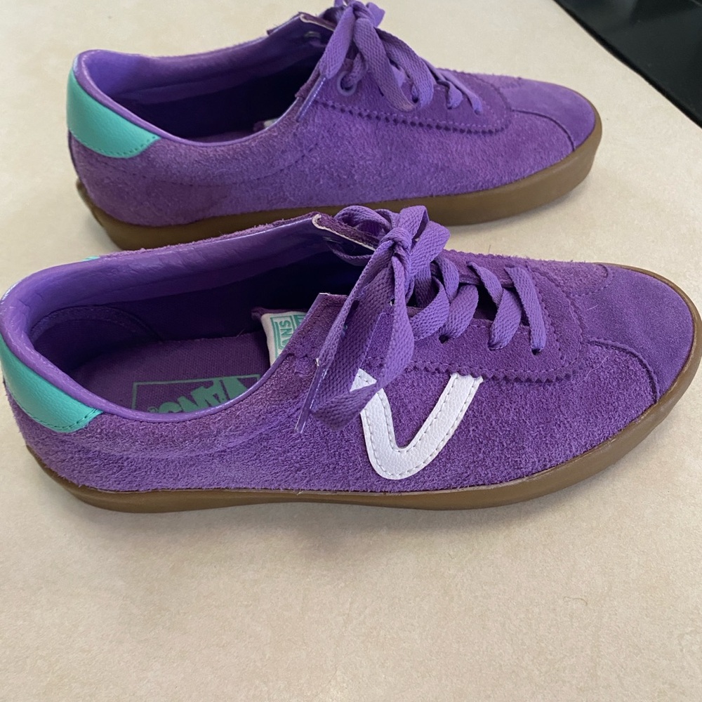 Vans Purple and White Suede Sneakers